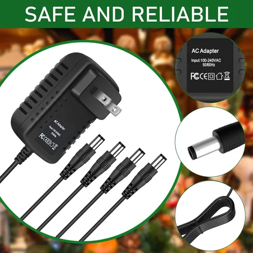 Vista 6 de Adaptador de repuesto de CA de 4.5 V compatible con Lemax # 74707 Accesorio de ciudad espeluznante de 4.5 voltios con 4 tomas de salida