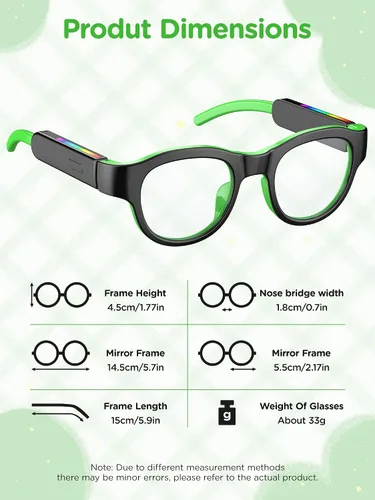 Vista 3 de Gafas de luz azul para niños con audio Bluetooth, gafas inteligentes, luz RGB de 7 colores, regalos de gafas inteligentes para niños