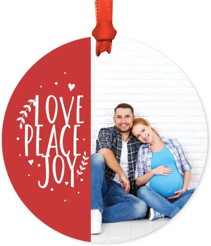 Vista 7 de Andaz Press Adorno de Navidad de metal personalizado con foto, bebé, corona dorada de vacaciones, fecha del nombre del bebé, 1 paquete, incluye