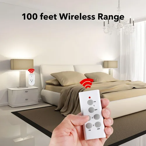 Vista 8 de BN-LINK Interruptor de salida eléctrica con control remoto inalámbrico para luces, ventiladores, luces navideñas, pequeños electrodomésticos, rango