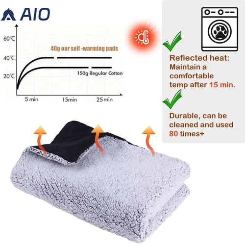 Vista 3 de AIO Cama térmica para gatos, cama autocalentable para mascotas, almohadilla térmica avanzada extra cálida para mascotas al aire libre con funda