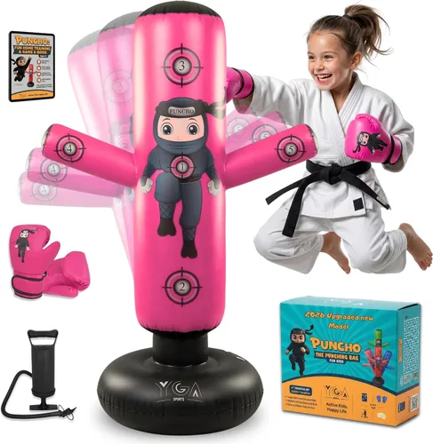 Vista 9 de PUNCHO Punching Bag for Kids - 63" Kid Boxing Bag Set & Birthday Gift: Kids Punching Bags 3-8 with Gloves, Pump, PUNCHO eBook - Inflatable Punching