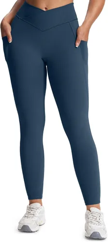 Vista 48 de Aoxjox Trinity - Pantalones de yoga de cintura alta con bolsillos para mujer, control de abdomen, cintura cruzada, leggings de entrenamiento suaves