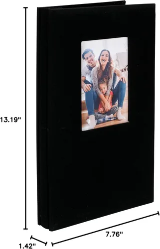 Vista 3 de Malden International Designs - Álbum de fotos de tela negra de 4 x 6 pulgadas, tapa dura, 4 x 6 pulgadas, bolsillo para fotos
