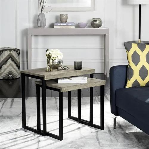 Vista 2 de Safavieh Home Collection Femi - Mesa auxiliar moderna de roble claro y negro