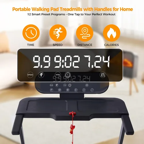 Vista 4 de Walking Pad Treadmill with Incline, 2026 Upgrade Portable Treadmill with Handles for Home Small, 3.5HP Small Walking Pad with Handle Bar, Negro-1