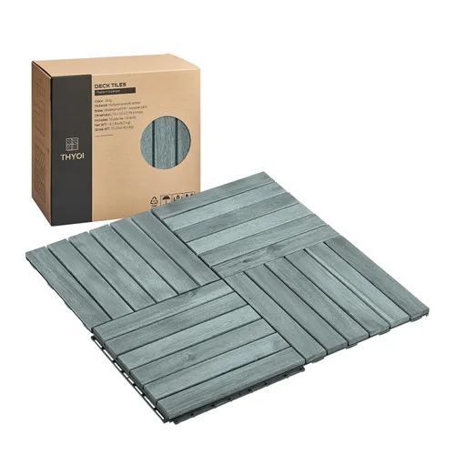 Vista 34 de Azulejos de cubierta premium, 10 piezas de suelo de patio - teca