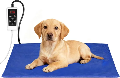 Vista 10 de RIOGOO Almohadilla térmica para mascotas, almohadilla térmica eléctrica para perros y gatos con temporizador, manta térmica para perros con 6 Azul