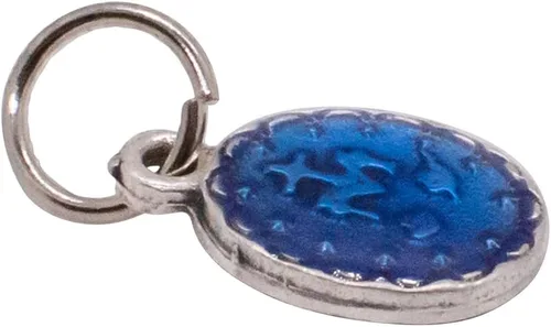 Vista 4 de VILLAGE GIFT IMPORTERS Paquete de 10 cuentas milagrosas de medalla, esmalte azul y metal plateado, 0.5 pulgadas de alto, ideal para hacer joyas