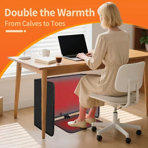 Vista 2 de Calentador plegable para debajo del escritorio, calentador de espacio silencioso para oficina con temporizador, 8 niveles de temperatura, apagado