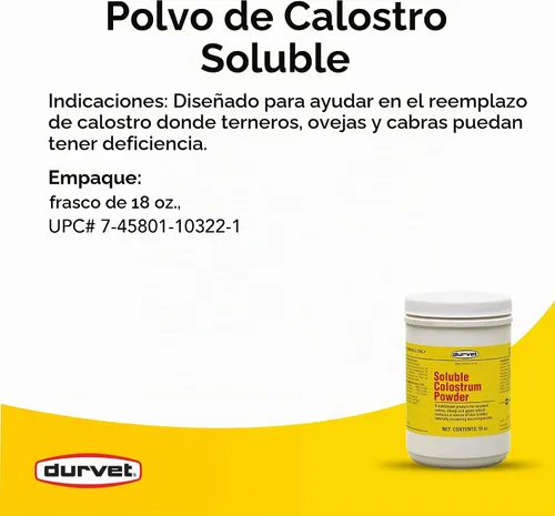 Vista 3 de Durvet Polvo de calostro soluble, recipiente de 18 onzas