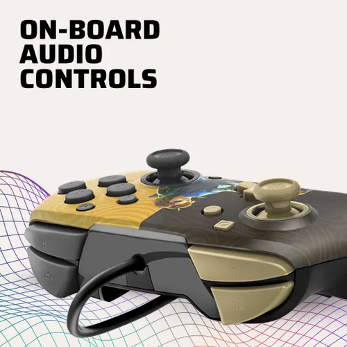 Vista 6 de PDP Gaming Faceoff Deluxe+ Wired Switch Pro Controller - Zelda Breath of the Wild - Link - Gold Black - Official Licensed Nintendo - Customizable