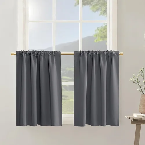 Vista 9 de PANELSBURG - Cortinas de cocina para ventanas, cortinas cortas térmicas aisladas de invierno para puerta con ventana, 24 pulgadas de largo, beige