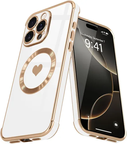 Vista 46 de Funda magnética para iPhone 13, para mujeres y niñas, chapado de lujo, lindo corazón de amor, cubierta trasera suave, protección completa de lente