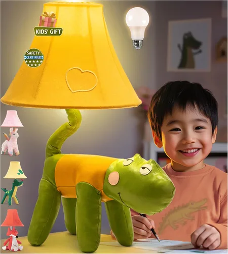 Vista 21 de Lámpara infantil de dinosaurio para dormitorio de niños, 27 pulgadas, lámpara de niños para habitación de niños, bonitos regalos de Navidad, regalos