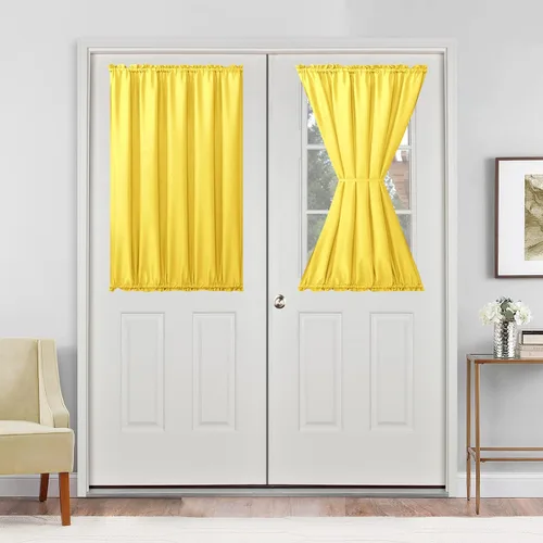 Vista 35 de Cortinas para puerta francesa, color aguamarina, 24 pulgadas de ancho x 40 pulgadas de largo, 1 panel Bolsillo para barra, semitransparente