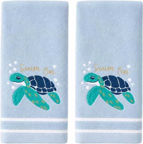 Vista 28 de Serafina Home Toallas de mano náuticas para huéspedes: Coastal Love Anchors The Soul, 2 piezas suaves y absorbentes
