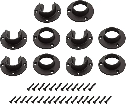 Vista 5 de Soporte de extremo de barra de acero inoxidable resistente con tornillos (cromo plateado, 1 juego)