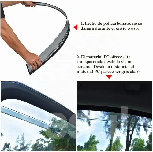 Vista 4 de Protector de lluvia adhesivo compatible con Toyota RAV4 2019-2025, protector de parabrisas de policarbonato, deflector de viento para ventana