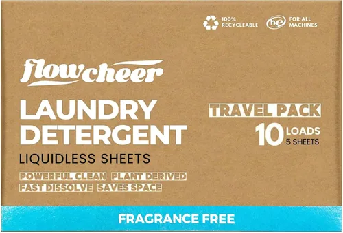 Vista 9 de FlowCheer Hojas de detergente para ropa de 10 cargas, aroma fresco, sin plástico, limpieza potente, hojas de lavadora sin líquido, hoja