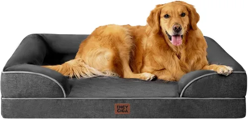 Vista 39 de EHEYCIGA – Cama ortopédica impermeable para perros pequeños, de espuma viscoelástica tipo caja de huevos, con bordes elevados y base antideslizante