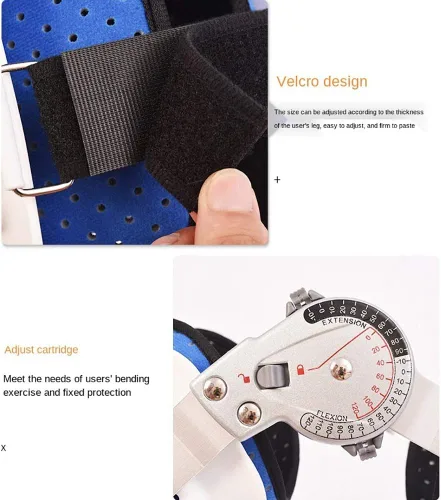 Vista 4 de Rodillera con bisagras, cintura y cadera, soporte ajustable para postoperatoria, protector de inmovilizador de ortesis para pierna izquierda