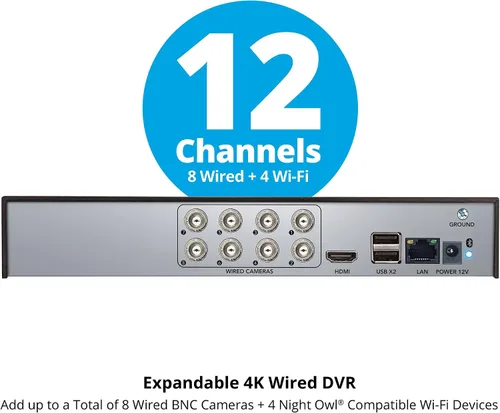 Vista 6 de Night Owl Audio bidireccional DVR 4K de 12 canales con almacenamiento personalizable (no HD incluido) – Añade hasta 12 dispositivos en total
