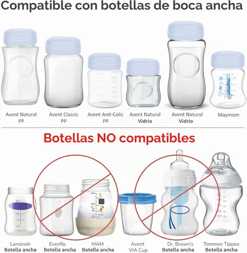 Vista 4 de Maymom Tapas de botella de viaje compatibles con botella de Avent; tapa de repuesto Avent Natural botella anillo de tornillo y disco de sellado Azul