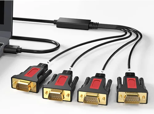 Vista 4 de Cable adaptador de 4 puertos USB a serie RS232 DB9 (9 pines) de 5 pies compatible con MAC OS, Windows, Android, Linux (4 puertos)