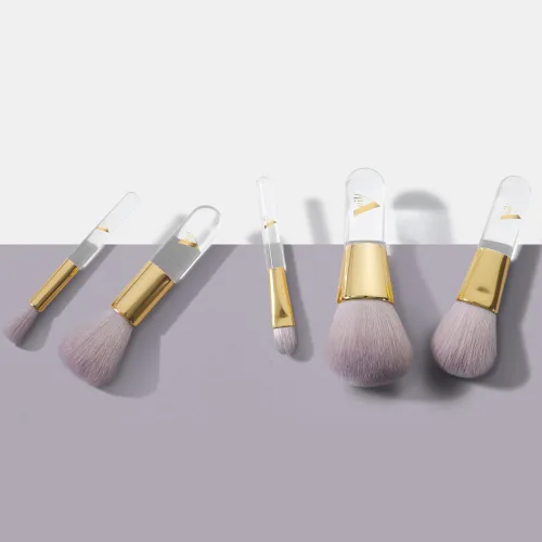 Vista 7 de Veil Cosmetics Pro On The Go - Juego de brochas de maquillaje de 5 piezas 1 cepillo corrector, 1 brocha de base, 1 cepillo de labios, 1 cepillo