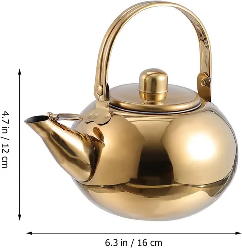 Vista 3 de Hemoton Tetera de acero inoxidable con infusor para florecer y floja el fabricante de té de la hoja 1. 5L oro