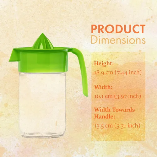 Vista 3 de Exprimidor de limón de vidrio, exprimidor pequeño de pomelo y cítricos, extractor manual con mango y boquilla de vertido, sin BPA y sin plomo, Verde