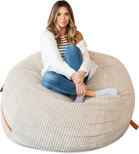 Vista 51 de Big Joe Fuf Silla Puf de Espuma de 5 Pies de Tamaño Extra Grande con Funda Extraíble para Niños, Adolescentes, Adultos, Onyx Lenox, Poliéster Tejido