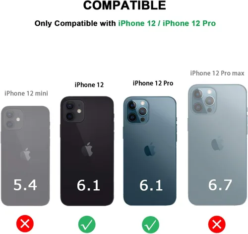 Vista 7 de TENDLIN Compatible con iPhone 12 Case/iPhone 12 Pro Funda Premium de cuero TPU Hybrid Cover (negro)