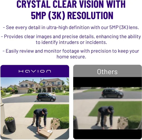 Vista 4 de HAVION Cámara de timbre de video inalámbrica D1 - por NIU Inno., incluye timbre, cámaras duales, 5MP 3K QHD, pantalla de 2 pulgadas, eMMC de 32 GB