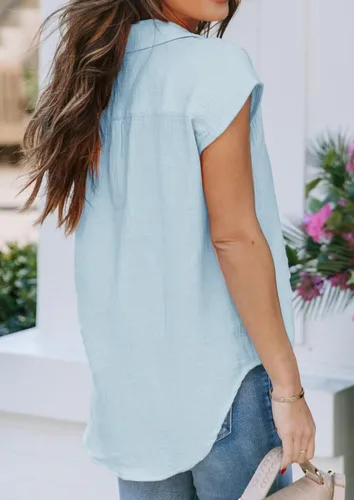 Vista 3 de ZC&GF Camisas de gasa con cuello en V y botones para mujer, blusas casuales de gasa
