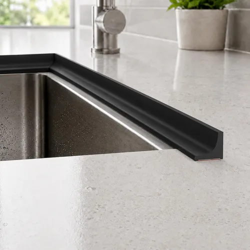 Vista 14 de Protector contra salpicaduras para fregadero de cocina y barrera de agua para bañera, 39 pulgadas, color negro Flexible self-adhesive water dam