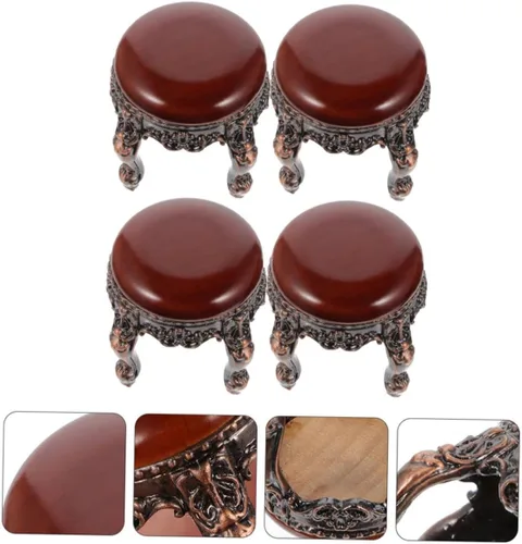 Vista 7 de 4 piezas de mini taburetes de casa de muñecas, muebles de casa de muñecas en miniatura accesorios a escala 1/12, taburete redondo retro para casa
