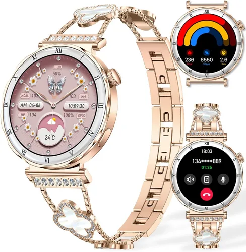 Vista 8 de Reloj inteligente para mujer, pantalla AMOLED HD de 1.19 pulgadas, reloj inteligente para mujer, rastreador de actividad física con monitor
