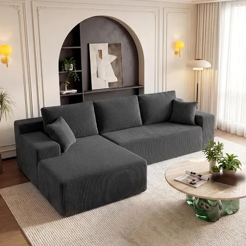 Vista 19 de Sofás seccionales sin estructura de 106 pulgadas para sala de estar, sofá modular en forma de L con asiento profundo de gran tamaño con chaise Beige