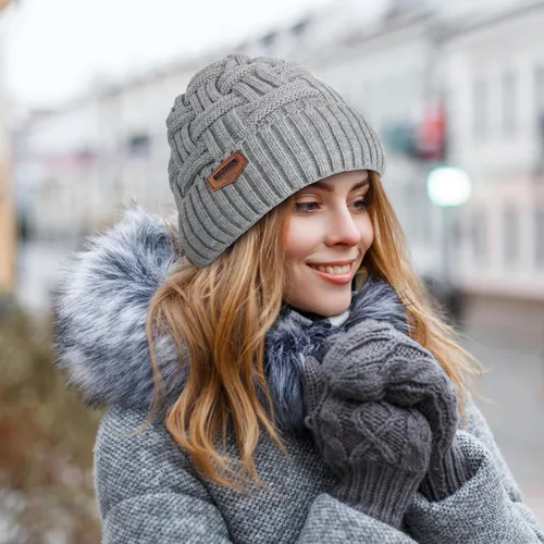 Vista 79 de Loritta Gorro de invierno cálido de punto grueso y holgado para hombre