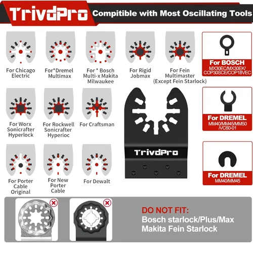 Vista 5 de Cuchillas de Herramienta Oscilante Cuchillas Multiherramienta - TrivdPro 50 piezas Juego de Cuchillas de Herramientas Múltiples Cuchillas de Sierra