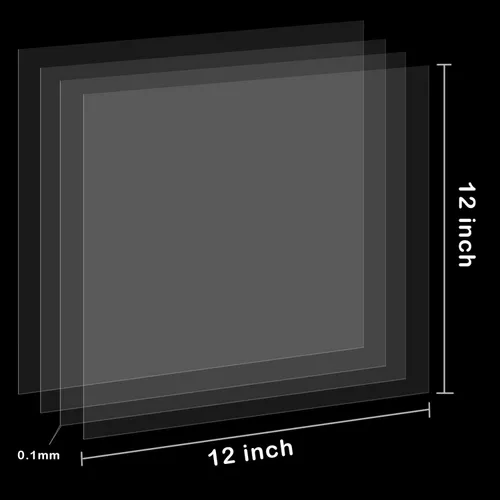 Vista 3 de Paquete de 25 hojas de plástico transparente de 4 mil, 12 x 12 pulgadas, láminas de acetato reutilizables para corte láser, material de plantilla