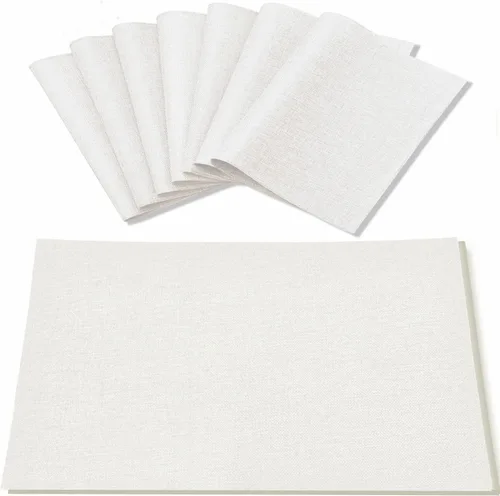 Vista 7 de Juego de 8 manteles individuales de tela tipo lino, lavables a máquina, resistentes al calor, sin arrugas, de poliéster grueso, para cocina, mesa