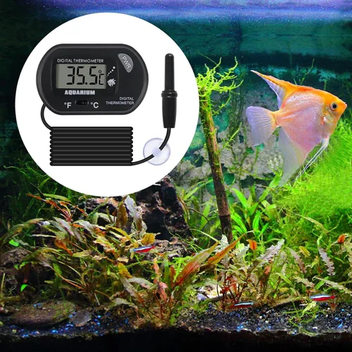 Vista 6 de Termómetro digital para acuario con pantalla LCD grande, termómetro de reptil para vehículo, terrario, pecera, refrigerador