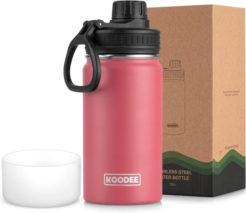 Vista 33 de koodee Botella de agua para niños, botella de agua de acero inoxidable de 12 onzas con aislamiento al vacío para la escuela, botella de agua de boca