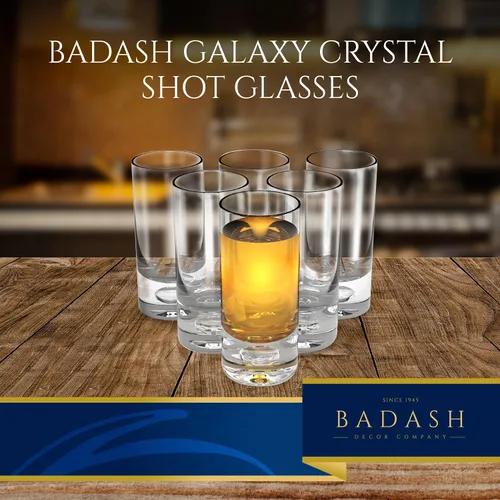 Vista 2 de Badash Galaxy Crystal - Juego de 6 vasos de cristal sin plomo de 4 pulgadas de alto, 3 onzas Lead-Free Crystal Shot Glass Set for Vodka, Whiskey
