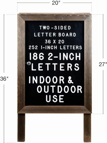 Vista 7 de Excello Global Products Letrero grande de madera con marco en A de 36 x 20 pulgadas, tablero de letras de fieltro con letras intercambiables
