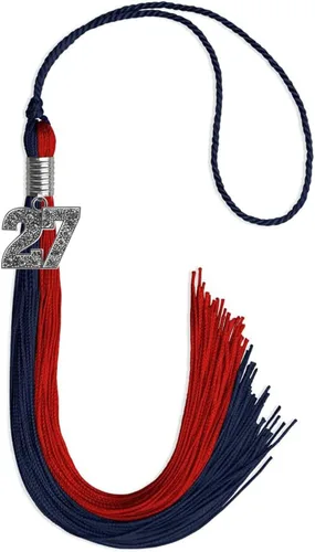 Vista 72 de Endea Graduation Borla de doble color con dije de plata brillante (negro/oro antiguo, 2025)