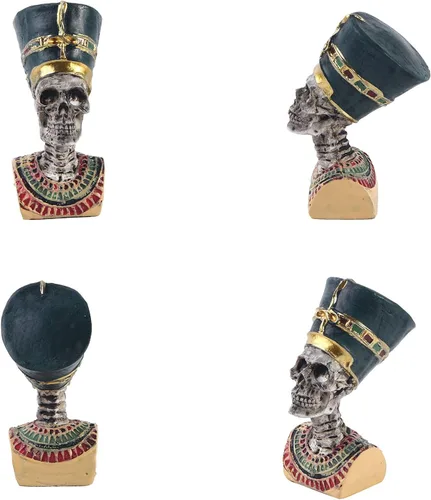 Vista 6 de Faraón del Antiguo Egipto para acuario, decoración de pecera, decoración (juego de 3) Esfinge, momia, sacerdote, cráneo, escultura, reptil, tortuga